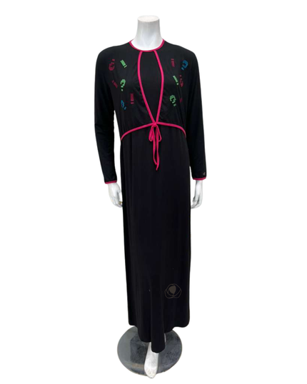 Mega Dreams 357541 Black and Fuchsia String Modal Nursing Nightgown Myselflingerie.com