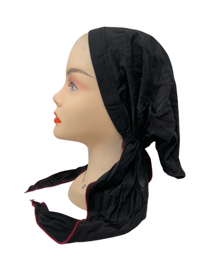 Ahead P2163-26 Black/Ruby Stitching Classic Adjustable Swim Pre-Tied Bandanna Myselflingerie.com