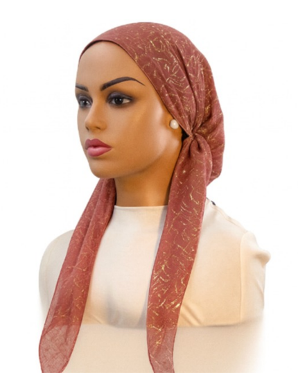 Ahead IT2820 Lavender Script Israeli Style Long Tails Pre-Tied Bandanna Myselflingerie.com