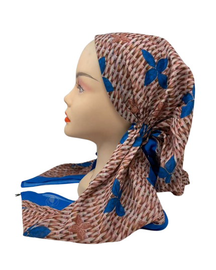 Ahead VT2806 Dazzling Blue Loomlight Versatile Style Long Tails Open Back Pre-Tied Bandanna Myselflingerie.com