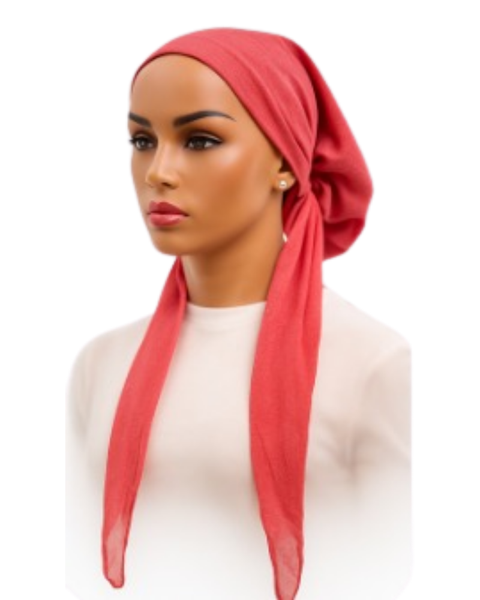 Ahead IT2705 Candy Pink Wovara Solid Israeli Style Long Tails Pre-Tied Bandanna Myselflingerie.com