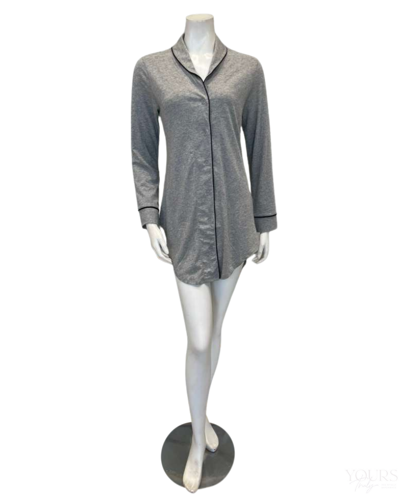 Cosabella PIMAL1898 Heather Grey/Black Pima Lusso Cotton Blend Nightshirt Myselflingerie.com