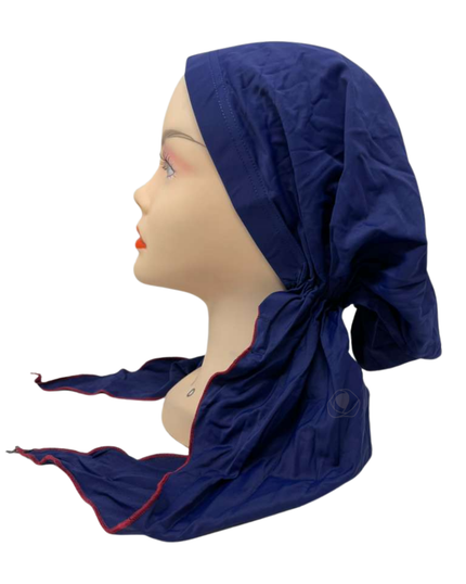 Ahead P2163-26 Ink Blue w/ Ruby Stitching Classic Adjustable Swim Pre-Tied Bandanna Myselflingerie.com