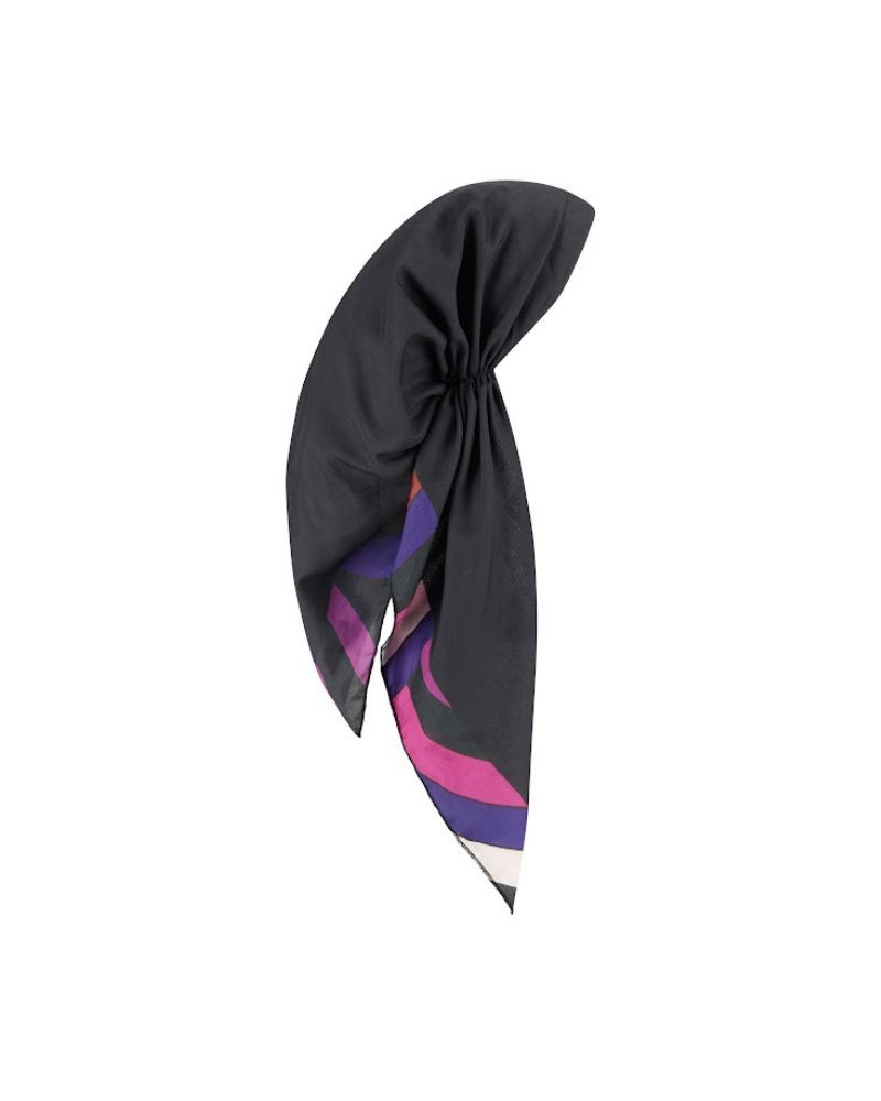 Lizi Headwear IB-TT-26602-OB Black Pucci Inspired Open Back Adjustable Pre-tied Bandanna with Velvet Grip Myselflingerie.com