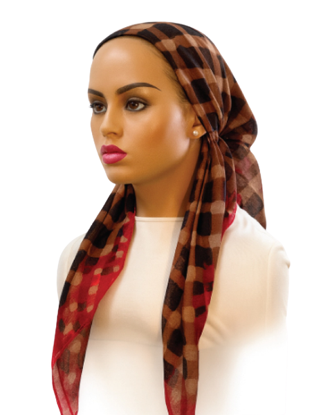 Ahead VT2816 Burgundy Harvest Weave Versatile Style Long Tails Open Back Pre-Tied Bandanna Myselflingerie.com