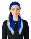 Cherie SP333A-BL Blue Border Print Adjustable Pre-Tied Open Back Bandanna Myselflingerie.com