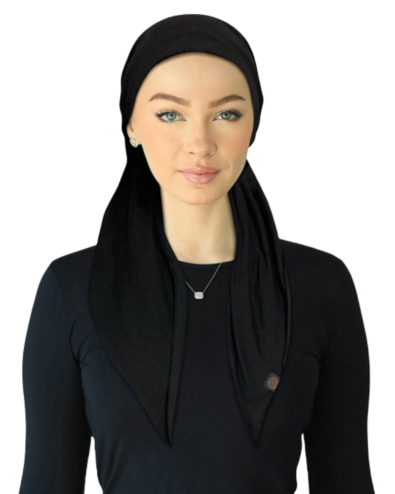 Cherie HA-COTTON-BK Black Comfort Adjustable Pre-Tied Bandanna Myselflingerie.com