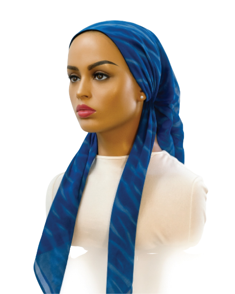 Ahead VT2771 Dazzling Blue Mirage Versatile Style Long Tails Open Back Pre-Tied Bandanna