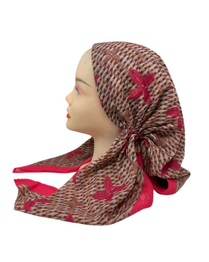 Ahead VT2806 Coral Loomlight Versatile Style Long Tails Open Back Pre-Tied Bandanna Myselflingerie.com