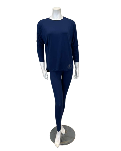 Oh! Zuza 3049-R Marine Blue Round Neck Modal Pajamas Set Myselflingerie.com