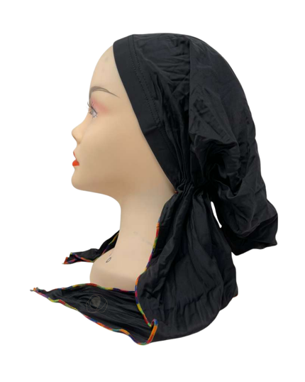 Ahead P2163-26 Black/Multi Stitching Classic Adjustable Swim Pre-Tied Bandanna Myselflingerie.com