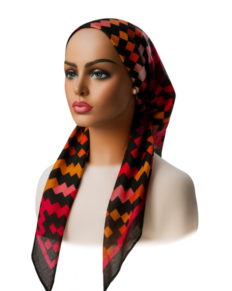 Ahead Black Zigpop Israeli Style Long Tails Pre-Tied Bandanna Myselflingerie.com
