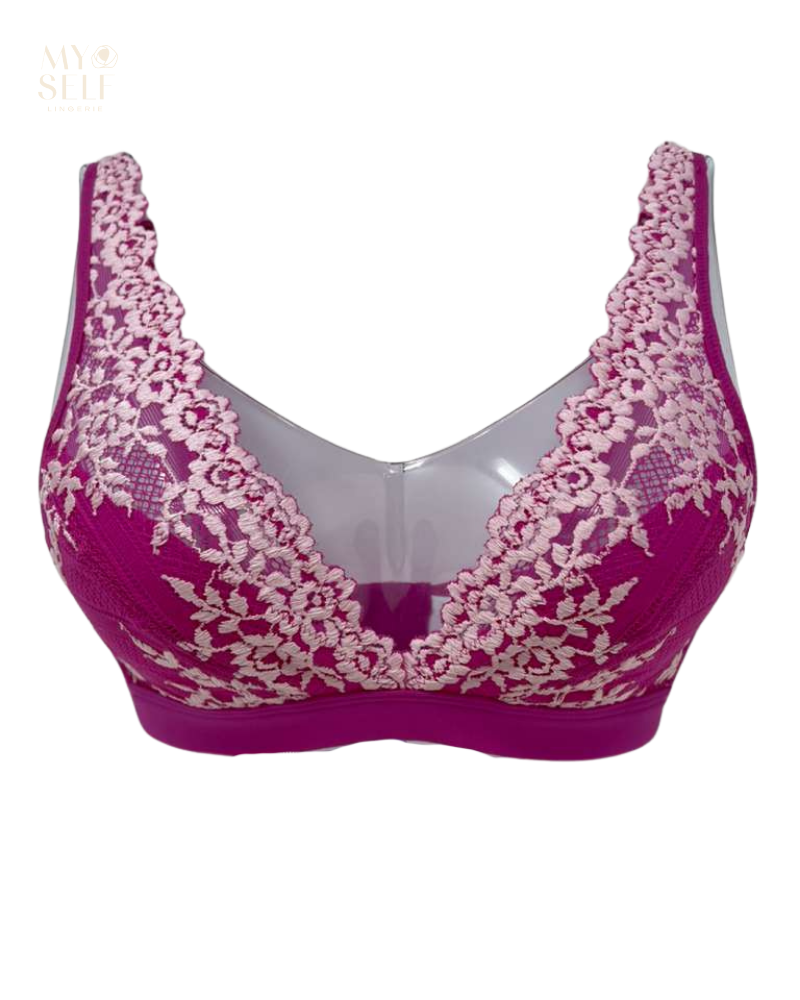 Wacoal 852191 Wild Azalea/Cradle Pink Embrace Lace Wire Free Bralette Myselflingerie.com