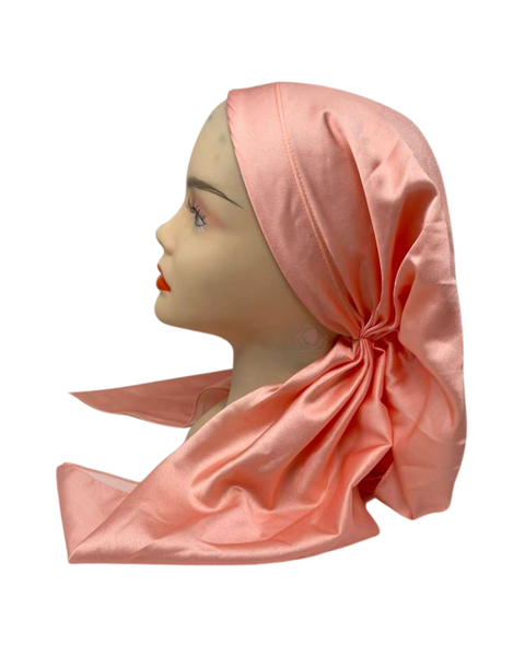 It's Younique OB-SOL-PEA Solid Peach Pre-Tied Open Back Bandanna with Velvet Grip Myselflingerie.com