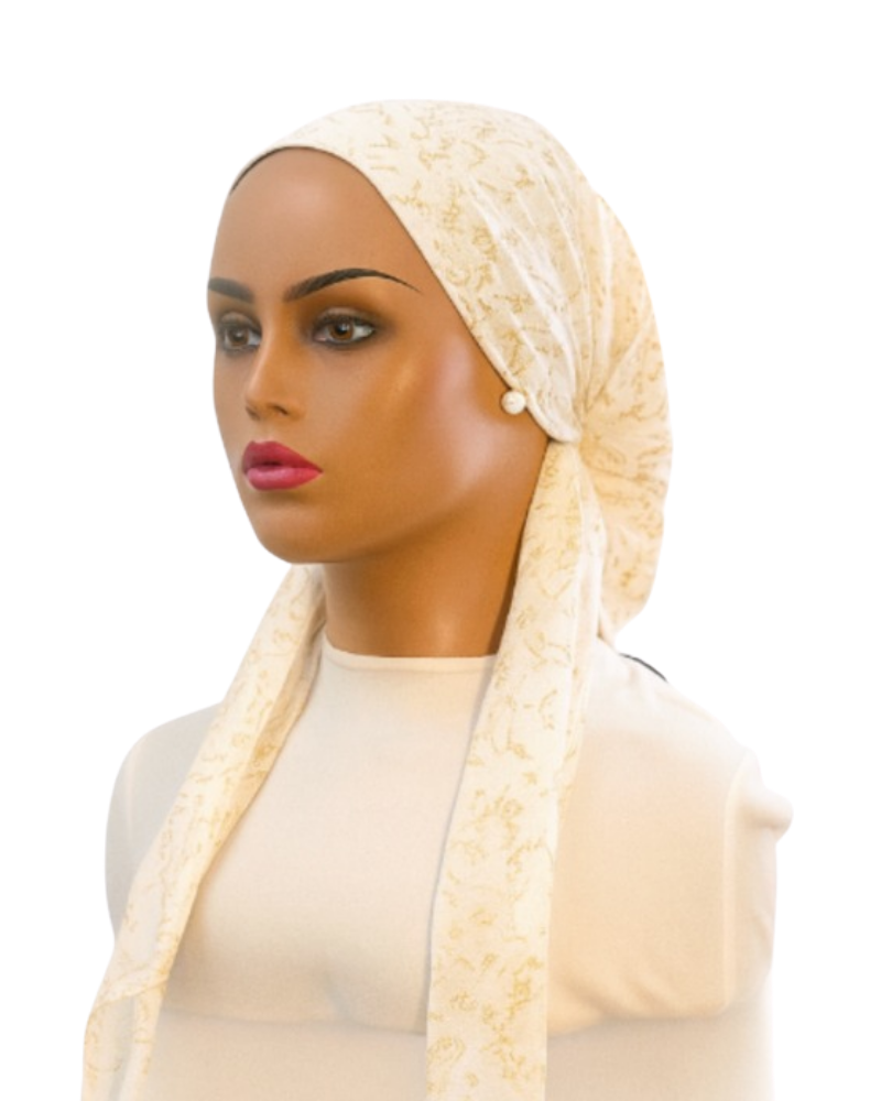 Ahead P2820 White with Gold Script Classic Fit Pre-Tied Bandanna