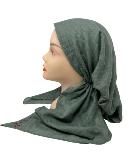 Lizi Headwear IB-TT-26630-OB Solid Muted Green Open Back Adjustable Pre-tied Bandanna with Velvet Grip Myselflingerie.com