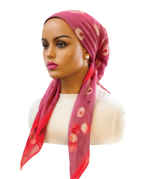 Ahead IT2813 Blush Blush Bloom Israeli Style Long Tails Pre-Tied Bandanna Myselflingerie.com