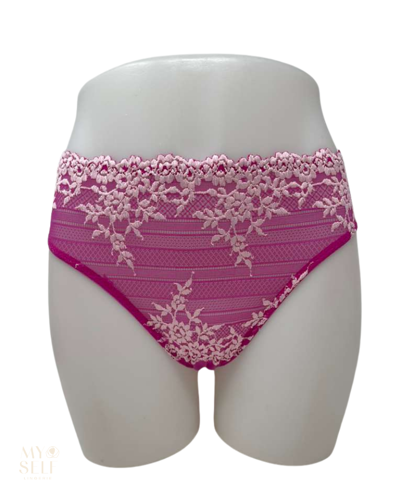 Wacoal 841191 &nbsp;Wild Azalea/Cradle Pink Embrace Lace Hi Cut Brief Myselflingerie.com