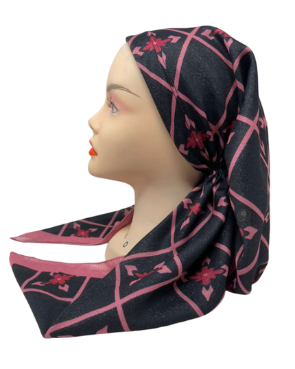 OB-SHIM-ROFL Shimmer Rose Flowers Pre-Tied Open Back Bandanna with Velvet Grip