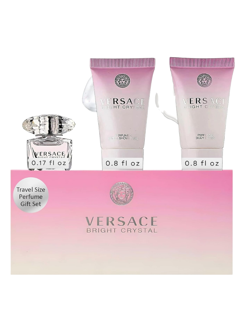 Versace Bright Crystal Pour Femme Perfume, Shower Gel & Lotion Gift Set