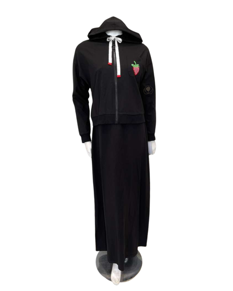 Angelice Black Strawberry Design Zip Up Cotton Blend Teen Hoodie Myselflingerie.com