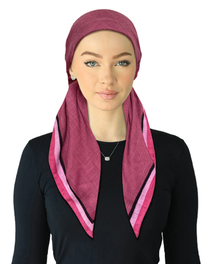 Cherie SP333A-LP Light Plum Border Print Adjustable Pre-Tied Open Back Bandanna Myselflingerie.com