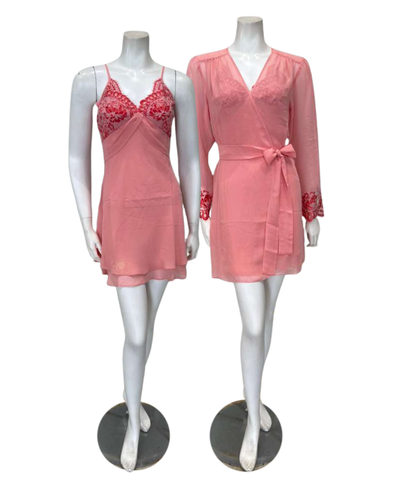 Rya Collection 1084 + 1085 Rosewood Shoreline Chemise & Wrap Set Myselflingerie.com