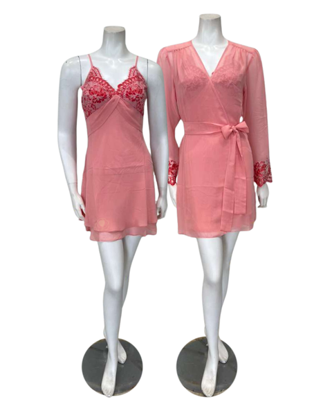 Rya Collection 1084 + 1085 Rosewood Shoreline Chemise & Wrap Set Myselflingerie.com