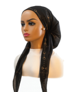 Ahead IT2774 Black Chainform Israeli Style Long Tails Pre-Tied Bandanna Myselflingerie.com