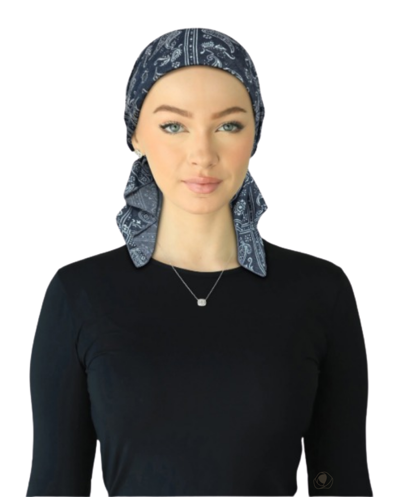 Cherie HB-169DN Denim Short Tails Pre-Tied Bandanna Myselflingerie.com