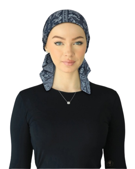 Cherie HB-169DN Denim Short Tails Pre-Tied Bandanna Myselflingerie.com