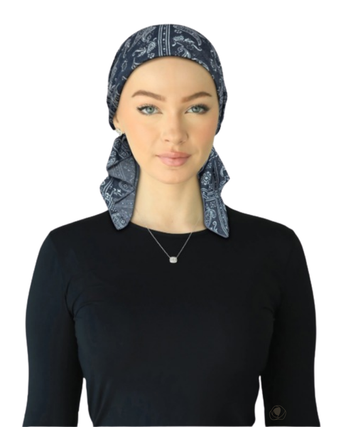 Cherie HB-169DN Denim Short Tails Pre-Tied Bandanna Myselflingerie.com