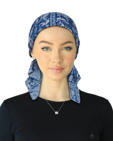 Cherie HB-169CH Chambray Short Tails Pre-Tied Bandanna Myselflingerie.com