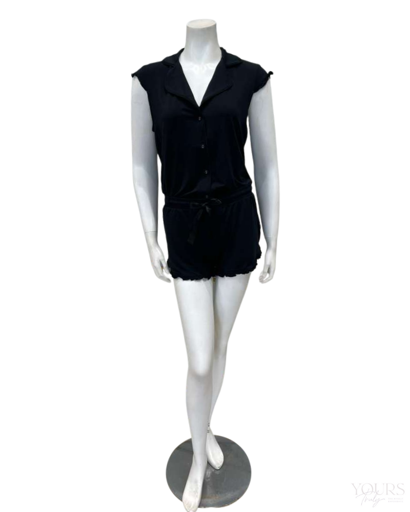 Fleur't 645 Black Shortie Pajamas Set Myselflingerie.com