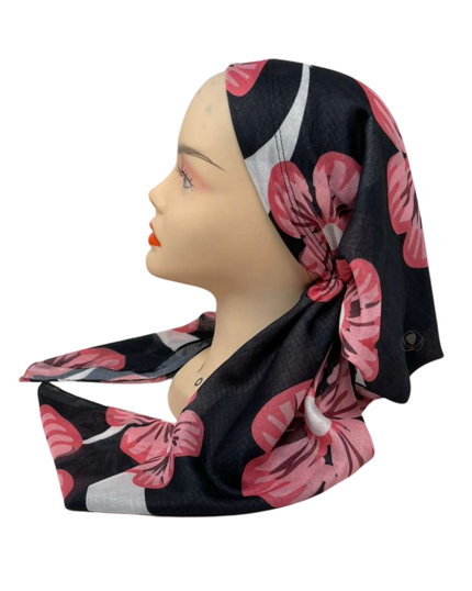 It's Younique PP-FLOW-PNK Large Pink Flowers Pre-Tied Bandanna with Velvet Grip Myselflingerie.com