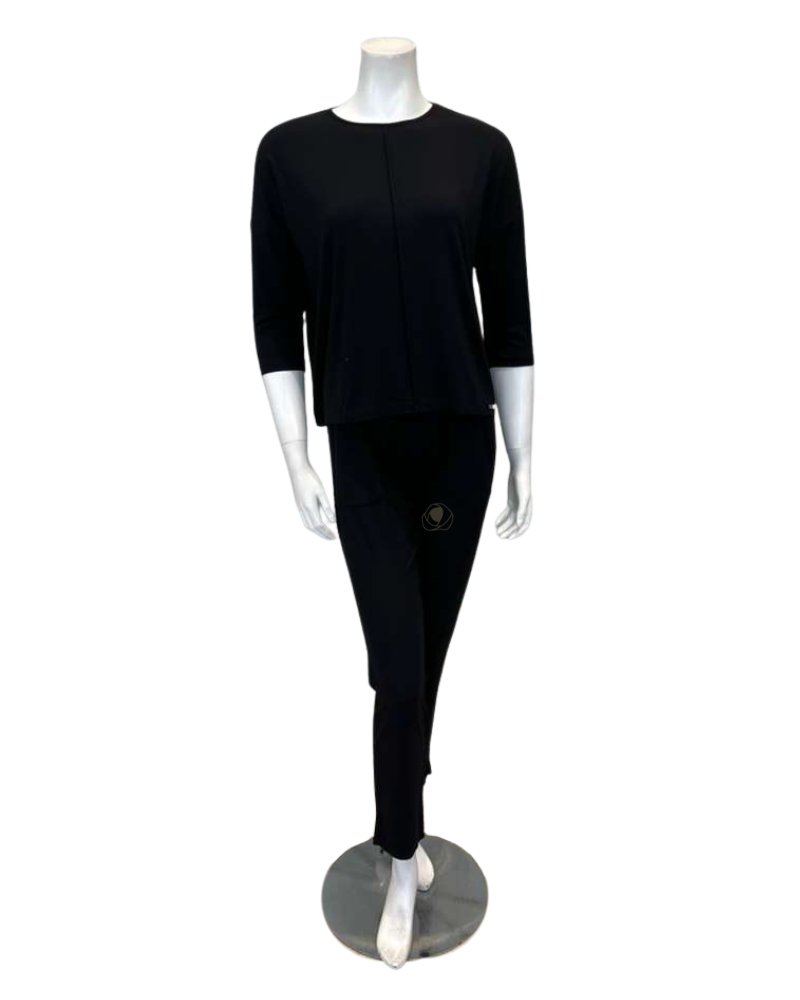 Oh! Zuza M4621 Black Comfy Modal Lounge & Capri Pants Pajamas Set Myselflingerie.com