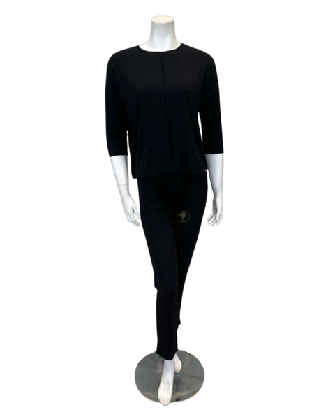 Oh! Zuza M4621 Black Comfy Modal Lounge & Capri Pants Pajamas Set Myselflingerie.com