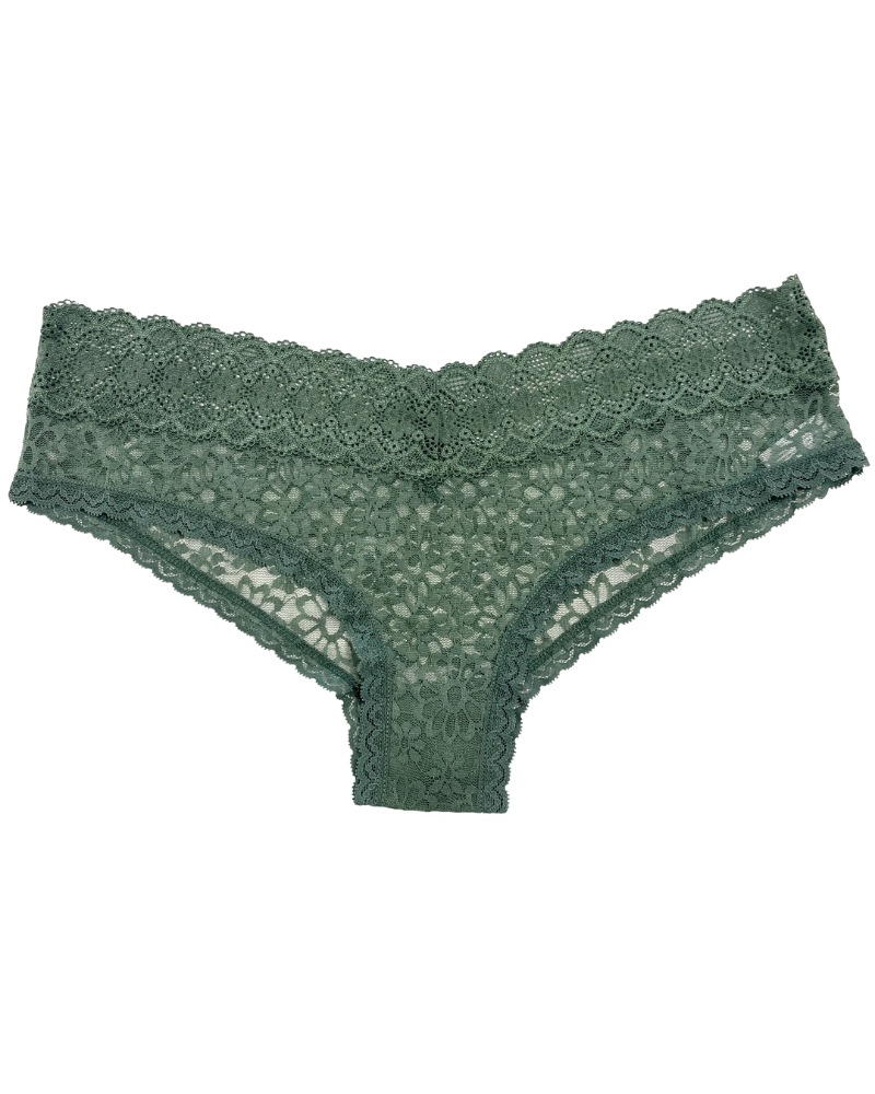 Love Libby C114 Duck Green V-Front Lace Cheeky Bikini Myselflingerie.com