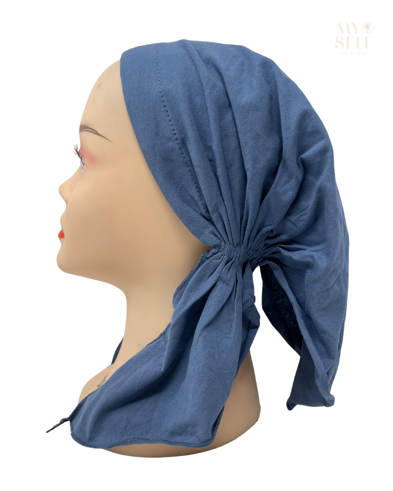 Ahead Mini VT2755 Denim Blue Versatile Short Tails Adjustable Swim Open Back Pre-Tied Bandanna Myselflingerie.com