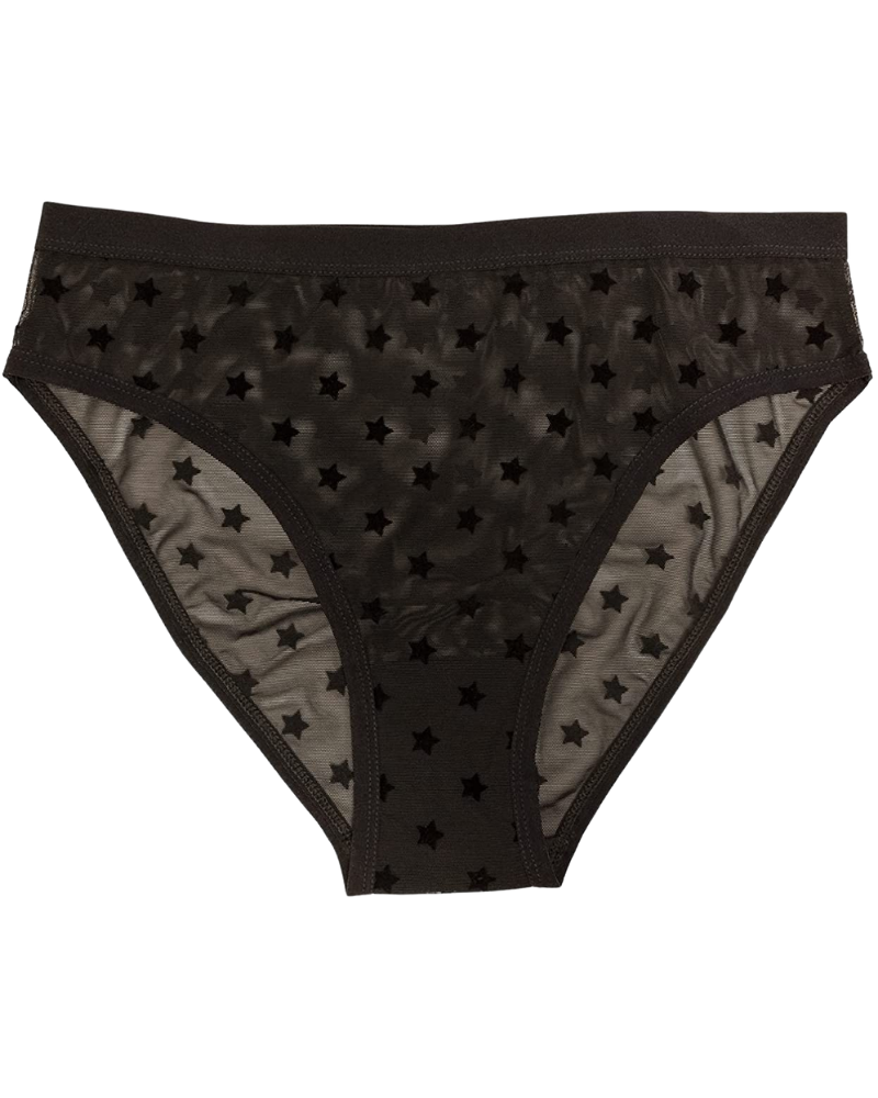 Love Libby 8175 Black High Waisted Flocked Mesh Bikini Myselflingerie.com