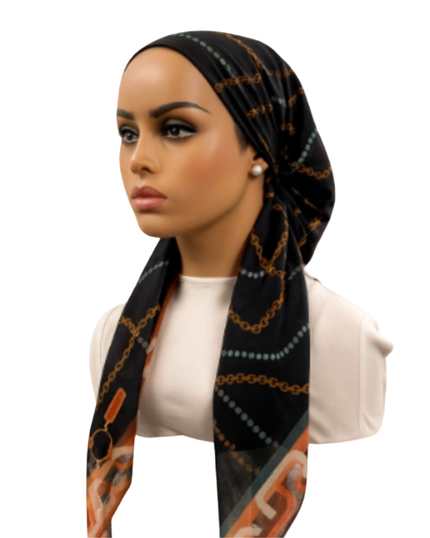 Ahead VT2838 Black Tassel Waltz Versatile Style Long Tails Open Back Pre-Tied Bandanna Myselflingerie.com