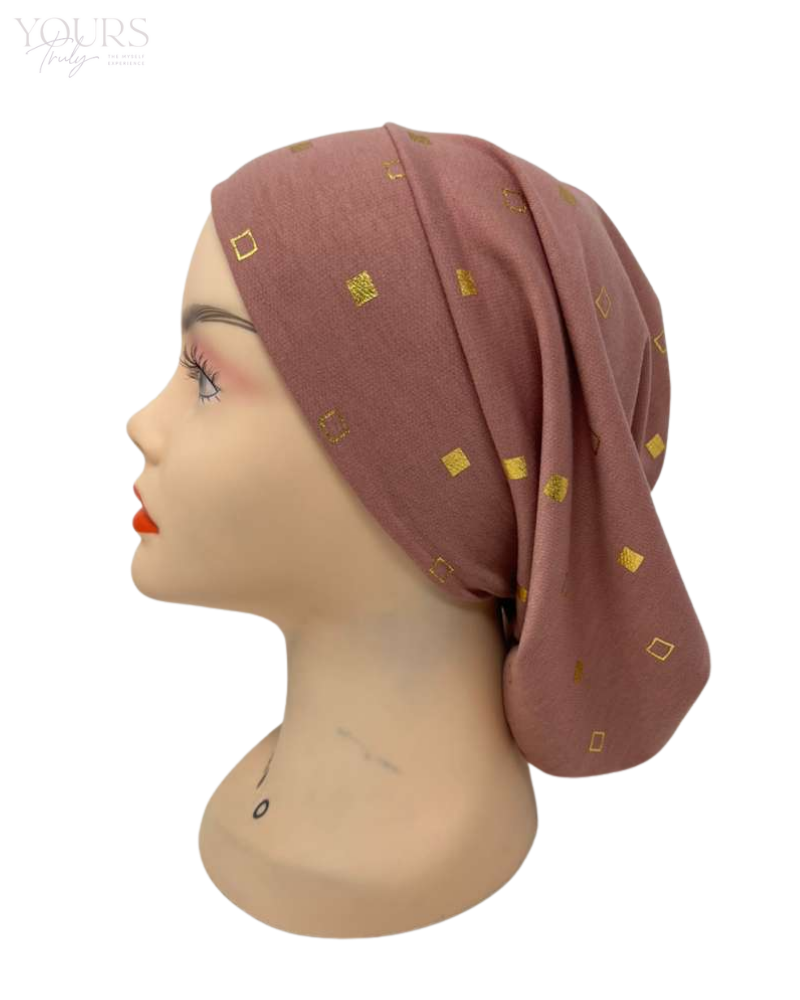 Triple Up SS1130 Mauve and Gold Foil Square Sleeping Snood