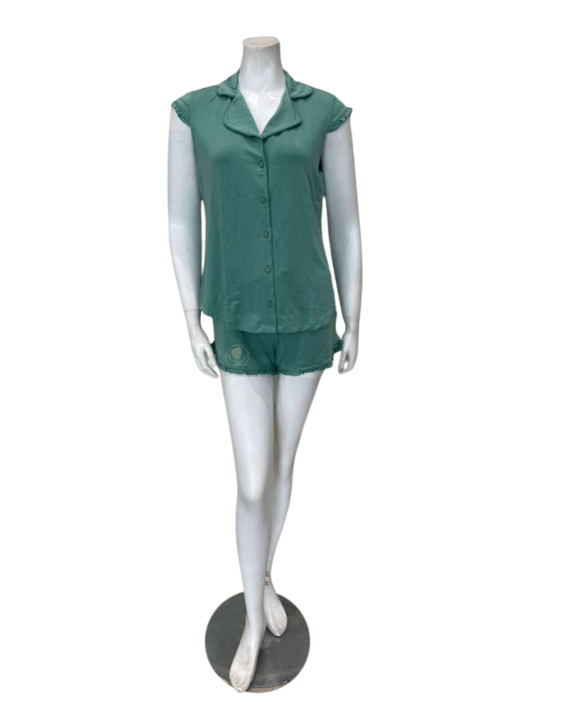 Fleur't 645 Agave Green Shortie Modal Pajamas Set Myselflingerie.com