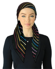 Cherie SP332A-BKMU Black/Multi Stripes Adjustable Pre-Tied Open Back Bandanna Myselflingerie.com