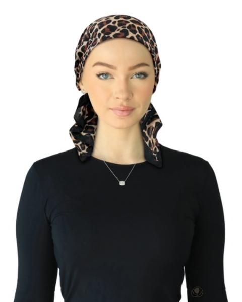 Cherie HB-168LTLEO Light Leopard Short Tails Pre-Tied Bandanna Myselflingerie.com