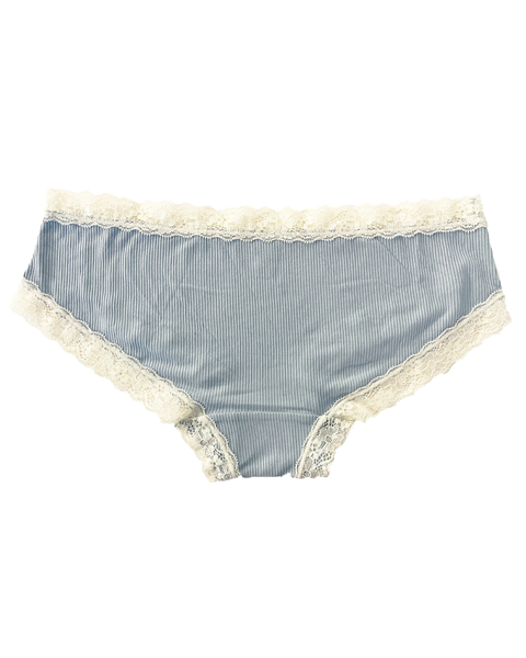 Love Libby C124 Blue Fog Rib Modal Cheeky With Contrast Lace Myselflingerie.com