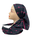 It's Younique Pink on Black Designer Inspired Pre-Tied Open Back Bandanna with Velvet Grip Myselflingerie.com