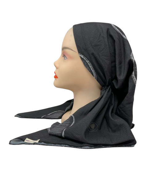 Lizi Headwear IB-TT-26601-OB Black Midnight Butterfly Open Back Pre-Tied Adjustable Bandanna with Velvet Grip Myselflingerie.com