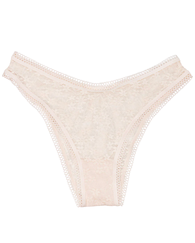 Love Libby 981 Pastel Parchment High Leg Daisy Lace Cheeky with Picot Trim Myselflingerie.com