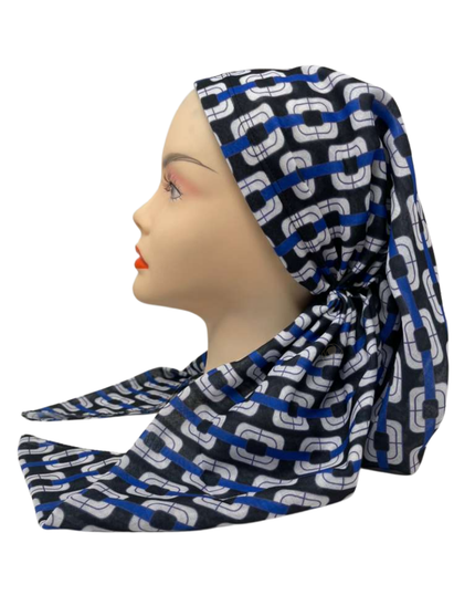 It's Younique Blue Links Pre-Tied Open Back Bandanna with Velvet Grip Myselflingerie.com